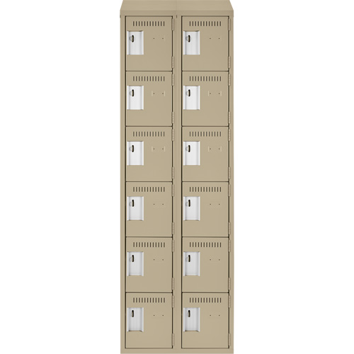 Clean Line Lockerette, 6 -tier, Bank of 2, 24" x 18" x 78", Steel, Beige, Rivet (Assembled) Sécurité Médic