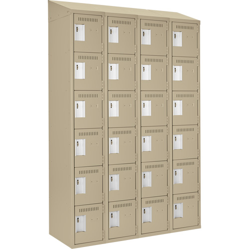 Petits casiers Clean Line, 6 niveaux, Bloc de 4, 48" x 18" x 78", Acier, Beige, Rivet (assembl&eacute;) Sécurité Médic