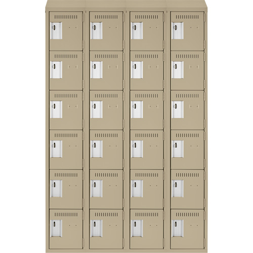 Petits casiers Clean Line, 6 niveaux, Bloc de 4, 48" x 18" x 78", Acier, Beige, Rivet (assembl&eacute;) Sécurité Médic