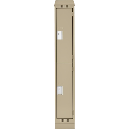 Clean Line Lockers, 2 -tier, 12" x 18" x 82", Steel, Beige, Rivet (Assembled) Sécurité Médic