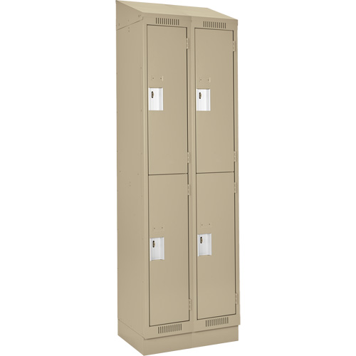 Clean Line Lockers, 2 -tier, Bank of 2, 24" x 18" x 82", Steel, Beige, Rivet (Assembled) Sécurité Médic