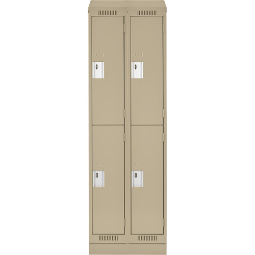 Clean Line Lockers, 2 -tier, Bank of 2, 24" x 18" x 82", Steel, Beige, Rivet (Assembled) Sécurité Médic