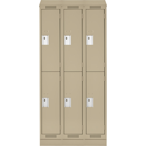 Clean Line Lockers, 2 -tier, Bank of 3, 36" x 18" x 82", Steel, Beige, Rivet (Assembled) Sécurité Médic