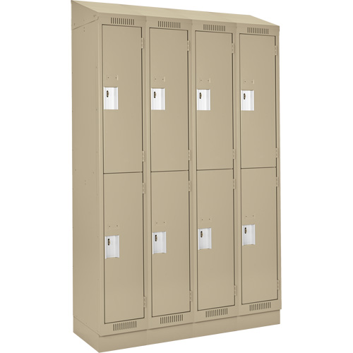 Clean Line Lockers, 2 -tier, Bank of 4, 48" x 18" x 82", Steel, Beige, Rivet (Assembled) Sécurité Médic