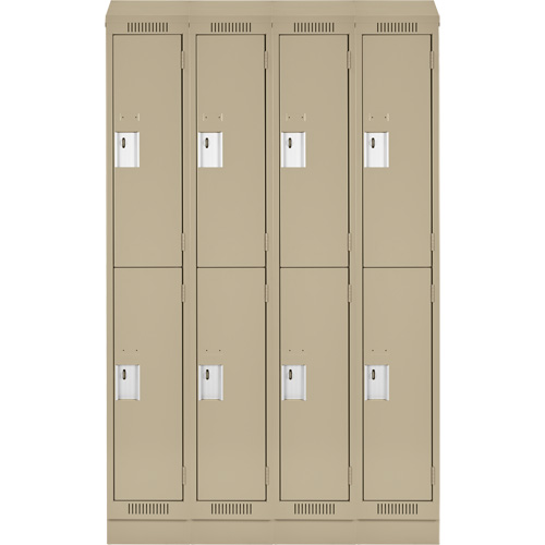 Clean Line Lockers, 2 -tier, Bank of 4, 48" x 18" x 82", Steel, Beige, Rivet (Assembled) Sécurité Médic