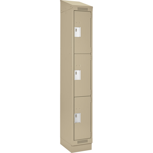 Clean Line Lockers, 3 -tier, 12" x 18" x 82", Steel, Beige, Rivet (Assembled) Sécurité Médic