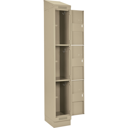 Clean Line Lockers, 3 -tier, Bank of 4, 48" x 18" x 82", Steel, Beige, Rivet (Assembled) Sécurité Médic