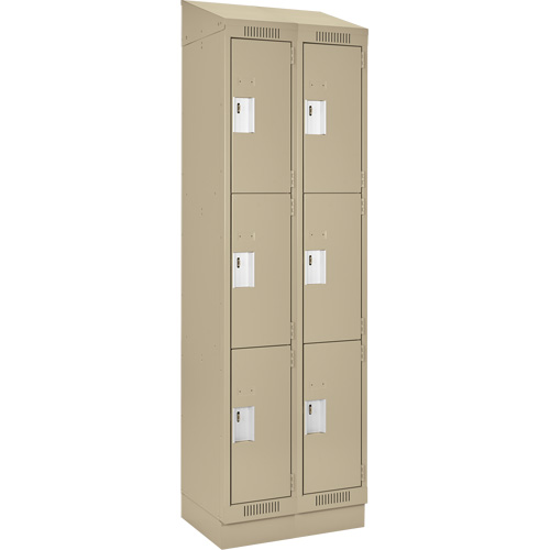 Clean Line Lockers, 3 -tier, Bank of 2, 24" x 18" x 82", Steel, Beige, Rivet (Assembled) Sécurité Médic