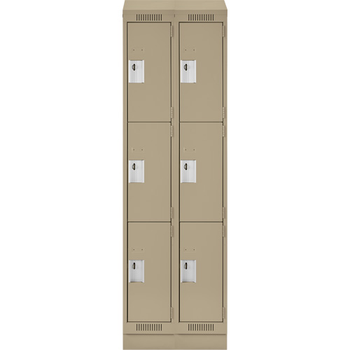 Clean Line Lockers, 3 -tier, Bank of 2, 24" x 18" x 82", Steel, Beige, Rivet (Assembled) Sécurité Médic