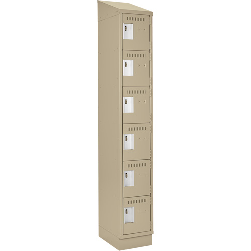 Petits casiers Clean Line, 6 niveaux, 12" x 18" x 82", Acier, Beige, Rivet (assembl&eacute;) Sécurité Médic