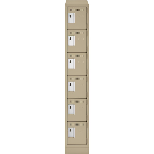 Petits casiers Clean Line, 6 niveaux, 12" x 18" x 82", Acier, Beige, Rivet (assembl&eacute;) Sécurité Médic