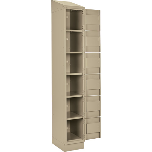 Petits casiers Clean Line, 6 niveaux, Bloc de 3, 36" x 18" x 82", Acier, Beige, Rivet (assembl&eacute;) Sécurité Médic