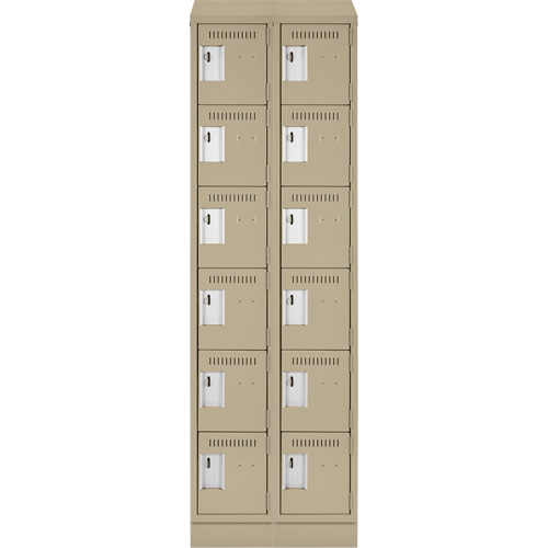 Petits casiers Clean Line, 6 niveaux, Bloc de 2, 24" x 18" x 82", Acier, Beige, Rivet (assembl&eacute;) Sécurité Médic