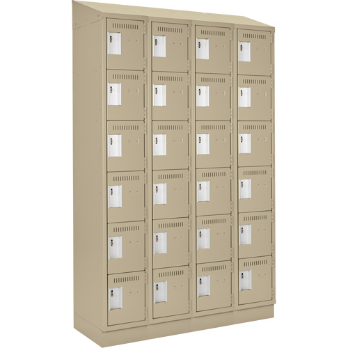 Petits casiers Clean Line, 6 niveaux, Bloc de 4, 48" x 18" x 82", Acier, Beige, Rivet (assembl&eacute;) Sécurité Médic