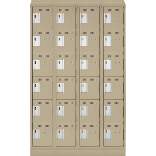 Petits casiers Clean Line, 6 niveaux, Bloc de 4, 48" x 18" x 82", Acier, Beige, Rivet (assembl&eacute;) Sécurité Médic