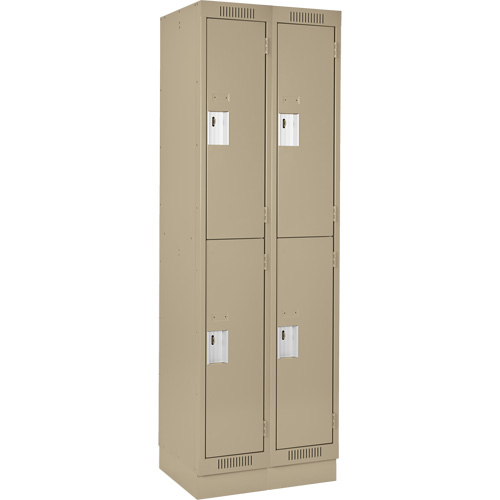 Clean Line Lockers, 2 -tier, Bank of 2, 24" x 18" x 76", Steel, Beige, Rivet (Assembled) Sécurité Médic