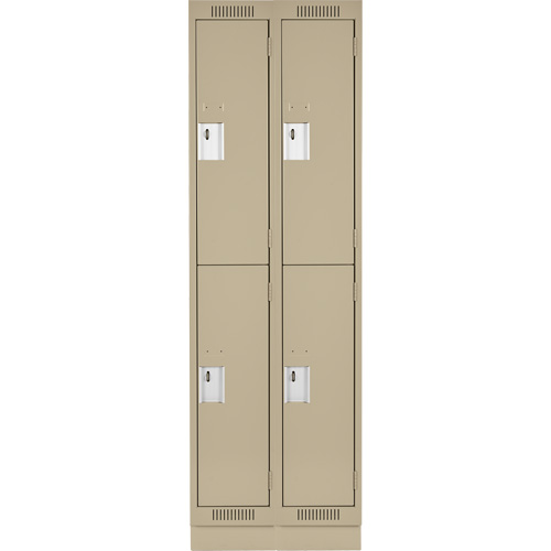 Clean Line Lockers, 2 -tier, Bank of 2, 24" x 18" x 76", Steel, Beige, Rivet (Assembled) Sécurité Médic