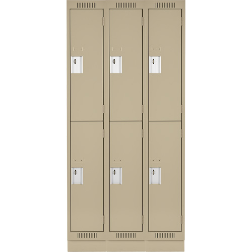 Clean Line Lockers, 2 -tier, Bank of 3, 36" x 18" x 76", Steel, Beige, Rivet (Assembled) Sécurité Médic