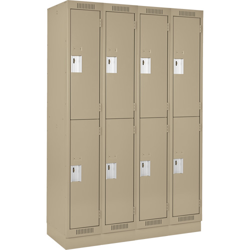 Clean Line Lockers, 2 -tier, Bank of 4, 48" x 18" x 76", Steel, Beige, Rivet (Assembled) Sécurité Médic