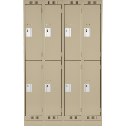 Clean Line Lockers, 2 -tier, Bank of 4, 48" x 18" x 76", Steel, Beige, Rivet (Assembled) Sécurité Médic