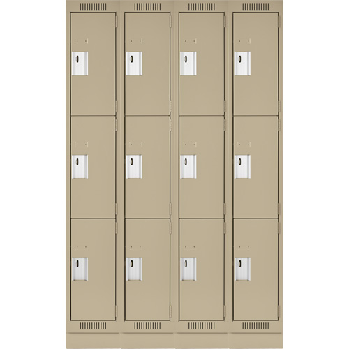 Casiers Clean Line, 3 niveaux, Bloc de 4, 48" x 18" x 76", Acier, Beige, Rivet (assembl&eacute;) Sécurité Médic