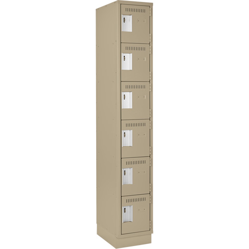 Clean Line Lockerette, 6 -tier, 12" x 18" x 76", Steel, Beige, Rivet (Assembled) Sécurité Médic