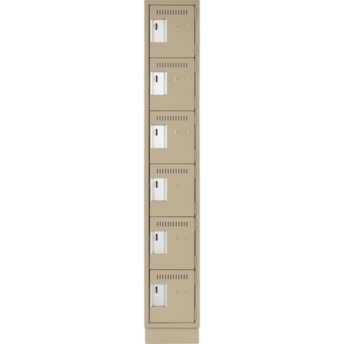Clean Line Lockerette, 6 -tier, 12" x 18" x 76", Steel, Beige, Rivet (Assembled) Sécurité Médic