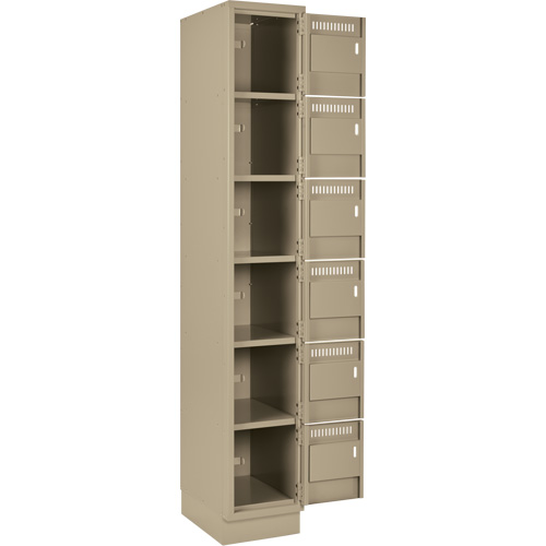 Clean Line Lockerette, 6 -tier, Bank of 2, 24" x 18" x 76", Steel, Beige, Rivet (Assembled) Sécurité Médic