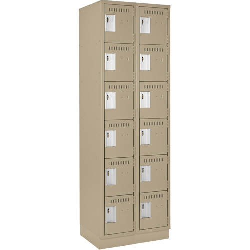 Clean Line Lockerette, 6 -tier, Bank of 2, 24" x 18" x 76", Steel, Beige, Rivet (Assembled) Sécurité Médic
