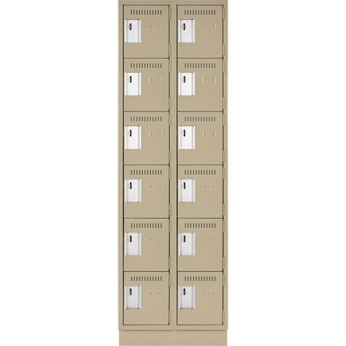 Clean Line Lockerette, 6 -tier, Bank of 2, 24" x 18" x 76", Steel, Beige, Rivet (Assembled) Sécurité Médic