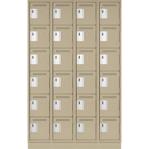 Clean Line Lockerette, 6 -tier, Bank of 4, 48" x 18" x 76", Steel, Beige, Rivet (Assembled) Sécurité Médic