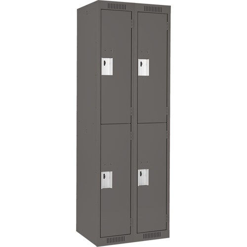 Casiers Clean Line, 2 niveaux, Bloc de 2, 24" x 18" x 72", Acier, Charbon, Rivet (assembl&eacute;) Sécurité Médic