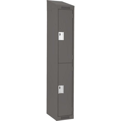 Clean Line Lockers, 2 -tier, 12" x 18" x 78", Steel, Charcoal, Rivet (Assembled) Sécurité Médic