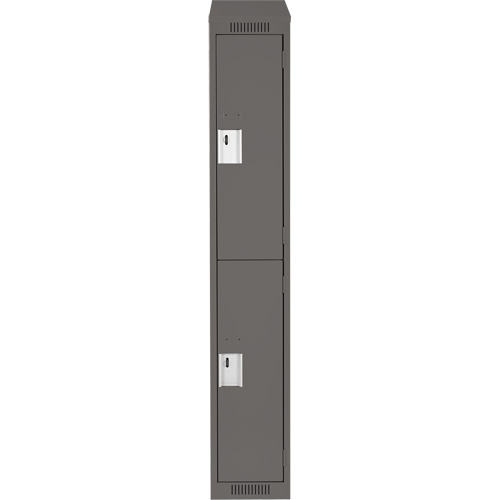 Clean Line Lockers, 2 -tier, 12" x 18" x 78", Steel, Charcoal, Rivet (Assembled) Sécurité Médic