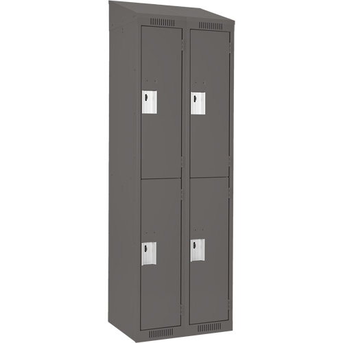 Clean Line Lockers, 2 -tier, Bank of 2, 24" x 18" x 78", Steel, Charcoal, Rivet (Assembled) Sécurité Médic