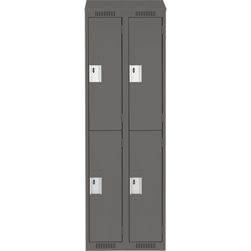 Clean Line Lockers, 2 -tier, Bank of 2, 24" x 18" x 78", Steel, Charcoal, Rivet (Assembled) Sécurité Médic