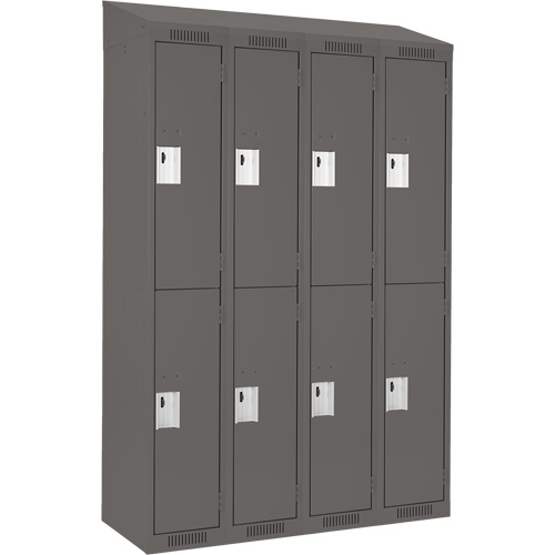 Clean Line Lockers, 2 -tier, Bank of 4, 48" x 18" x 78", Steel, Charcoal, Rivet (Assembled) Sécurité Médic