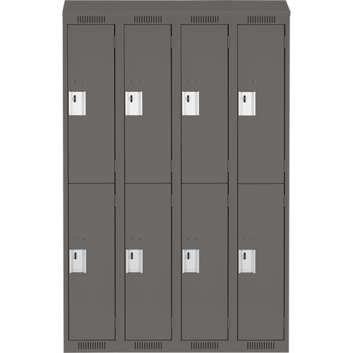 Clean Line Lockers, 2 -tier, Bank of 4, 48" x 18" x 78", Steel, Charcoal, Rivet (Assembled) Sécurité Médic