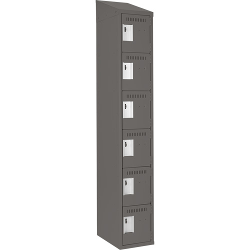Clean Line Lockerette, 6 -tier, 12" x 18" x 78", Steel, Charcoal, Rivet (Assembled) Sécurité Médic