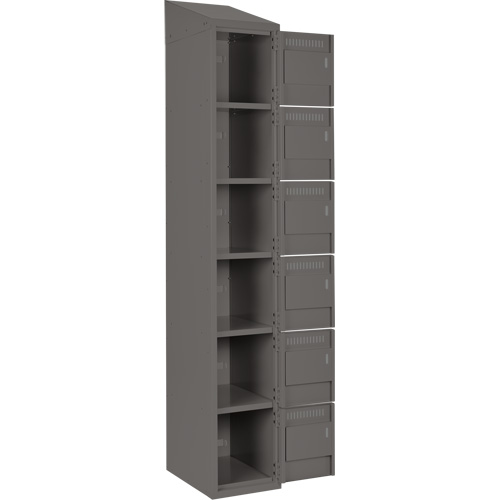 Clean Line Lockerette, 6 -tier, Bank of 3, 36" x 18" x 78", Steel, Charcoal, Rivet (Assembled) Sécurité Médic