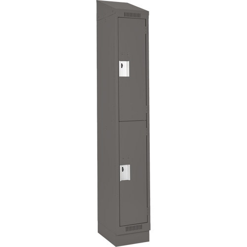 Clean Line Lockers, 2 -tier, 12" x 18" x 82", Steel, Charcoal, Rivet (Assembled) Sécurité Médic