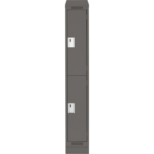 Clean Line Lockers, 2 -tier, 12" x 18" x 82", Steel, Charcoal, Rivet (Assembled) Sécurité Médic