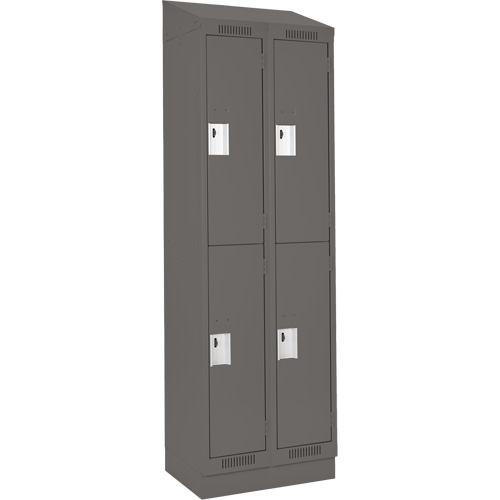 Casiers Clean Line, 2 niveaux, Bloc de 2, 24" x 18" x 82", Acier, Charbon, Rivet (assembl&eacute;) Sécurité Médic