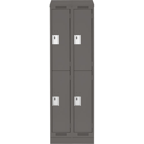Casiers Clean Line, 2 niveaux, Bloc de 2, 24" x 18" x 82", Acier, Charbon, Rivet (assembl&eacute;) Sécurité Médic