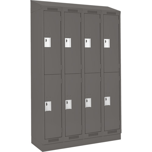 Clean Line Lockers, 2 -tier, Bank of 4, 48" x 18" x 82", Steel, Charcoal, Rivet (Assembled) Sécurité Médic
