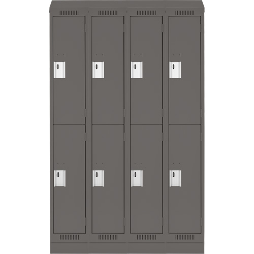 Clean Line Lockers, 2 -tier, Bank of 4, 48" x 18" x 82", Steel, Charcoal, Rivet (Assembled) Sécurité Médic