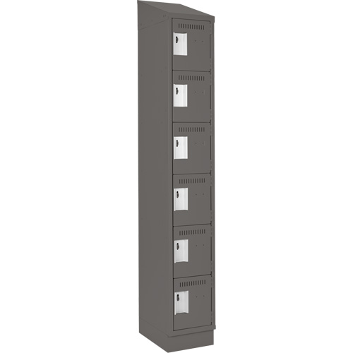 Clean Line Lockerette, 6 -tier, 12" x 18" x 82", Steel, Charcoal, Rivet (Assembled) Sécurité Médic