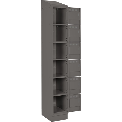 Clean Line Lockerette, 6 -tier, Bank of 4, 48" x 18" x 82", Steel, Charcoal, Rivet (Assembled) Sécurité Médic