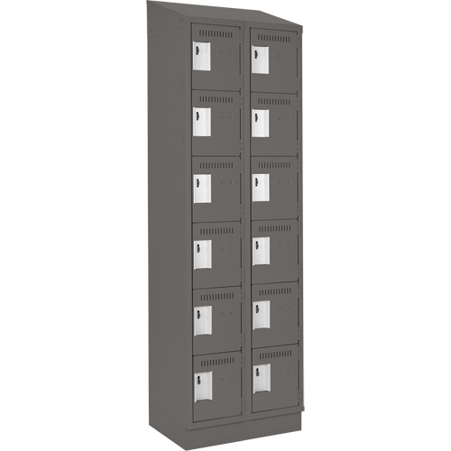 Clean Line Lockerette, 6 -tier, Bank of 2, 24" x 18" x 82", Steel, Charcoal, Rivet (Assembled) Sécurité Médic