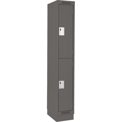 Clean Line Lockers, 2 -tier, 12" x 18" x 76", Steel, Charcoal, Rivet (Assembled) Sécurité Médic